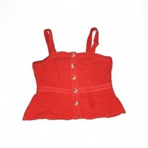 Harper Red Button-Up Crop Top
